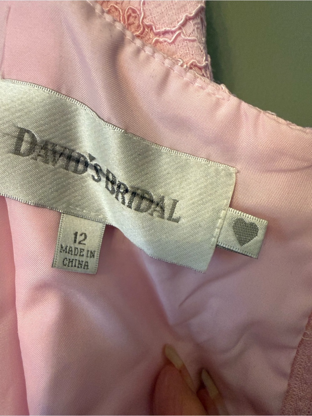 David's Bridal Light Pink Lace Slip Dress - Picture 4 of 4